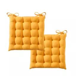 Lot de 2 galettes de chaise jaune 40×40 en polyester