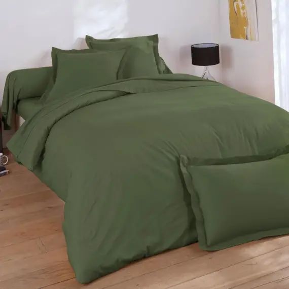 Housse de couette 200×200 vert lichen en coton