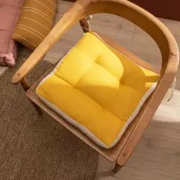 Galette de chaise Leya, jaune l.40 x H.7 cm