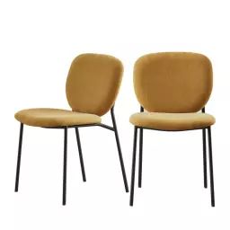 Dalby – Lot de 2 chaises en tissu et métal – Couleur – Jaune moutarde