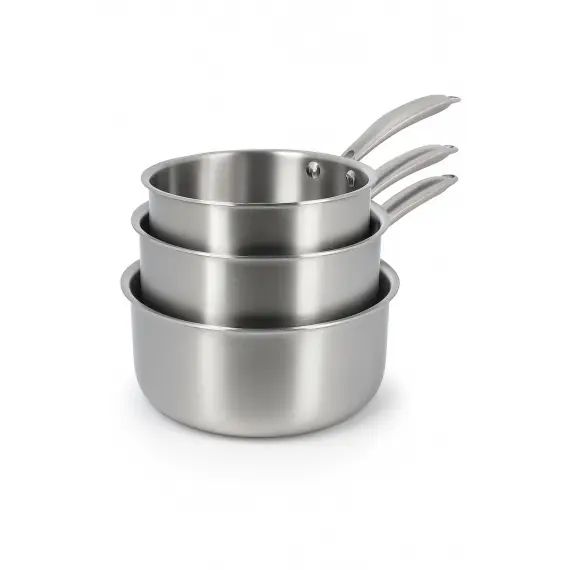 Set de 3 casseroles en acier inoxydable – compatible induction