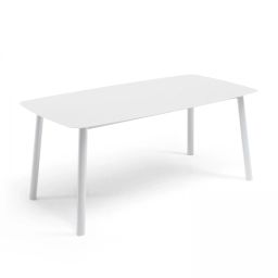 Table de jardin rectangulaire en aluminium et pierre frittée blanc