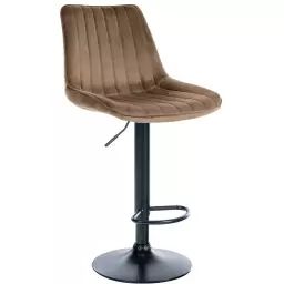 Tabouret de bar velours ajustable pivotant velours Marron