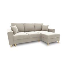 Canapé d’angle 4 places en velours beige