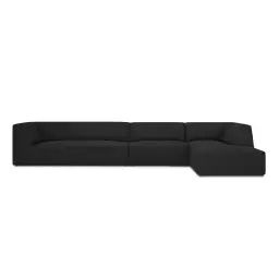 Canapé d’angle droit 5 places en tissu structurel noir