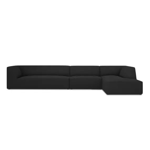 Canapé d’angle droit 5 places en tissu structurel noir