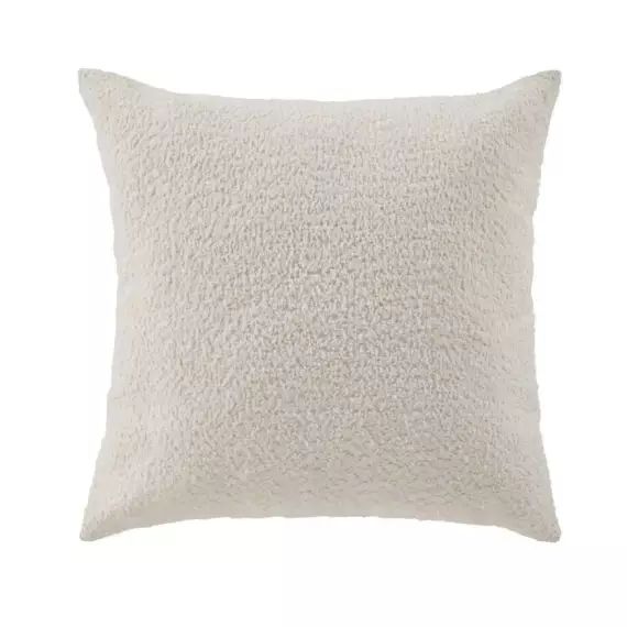 Housse de coussin effet bouclette polyester ecru 45 x 45