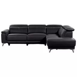 Canapé d’angle droit relax électrique 4 places ROXANE coloris noir