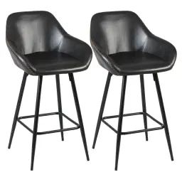 Lot de 2 Tabourets de Bar Simili Noir