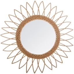 Miroir en rotin soleil pointu D50cm