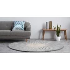 Vaserely, grand tapis en laine circulaire 200 cm, gris