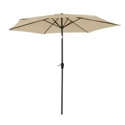 Parasol droit rond 2,70m en aluminium et toile beige