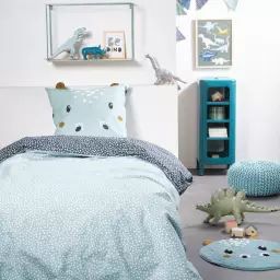 Parure de lit enfant imprimé en coton bleu 140×200