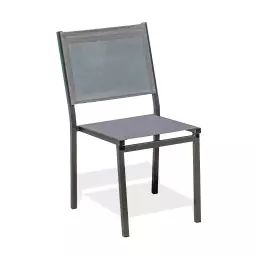 Chaise de jardin empilable en aluminium et toile plastifiée anthracite