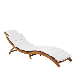 Kaisa – Chaise longue avec matelas en bois d’acacia – Couleur – Ecru