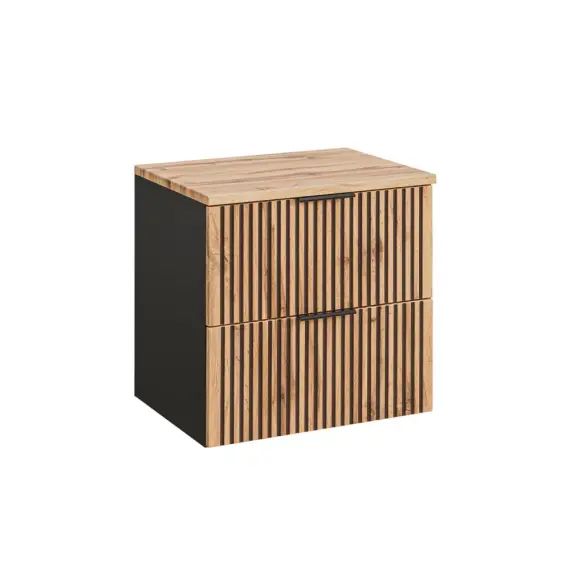 Meuble sous-vasque 60cm plan de toilette naturel et noir