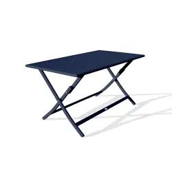 Table de jardin pliante en aluminium bleu marine