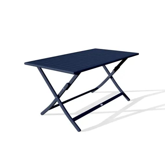 Table de jardin pliante en aluminium bleu marine