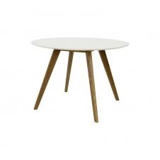 Table à manger ronde 110cm en bois Blanc