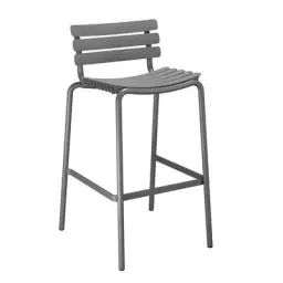 Chaise de bar ReCLIPS en Plastique, Plastique recyclé – Couleur Gris – 55 x 56 x 99 cm – Designer Henrik  Pedersen
