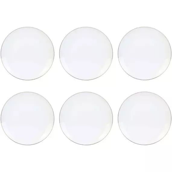 Assiette en porcelaine avec liseré doré (lot de 6) assiettes plates –