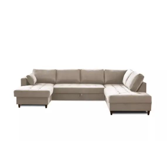 Canapé panoramique Angle droit 7 places Velours Beige
