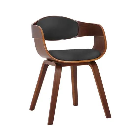 Chaise avec dossier ajouré et accoudoirs en similicuir Noyer / Noir
