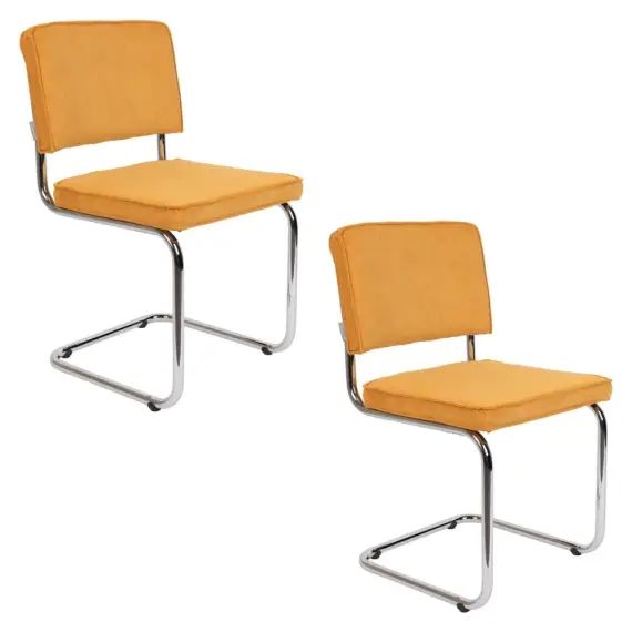 Chaise design en tissu jaune