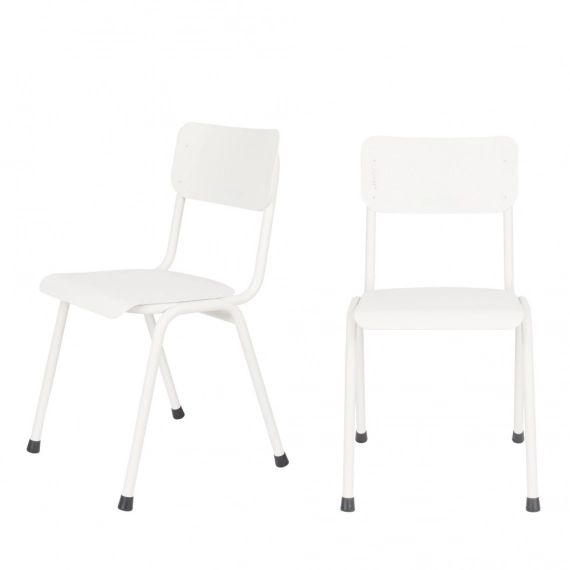 2 chaises d’écolier indoor et outdoor blanc