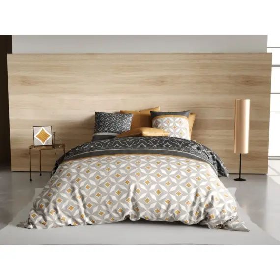 Parure housse de couette coton beige 220×240 cm