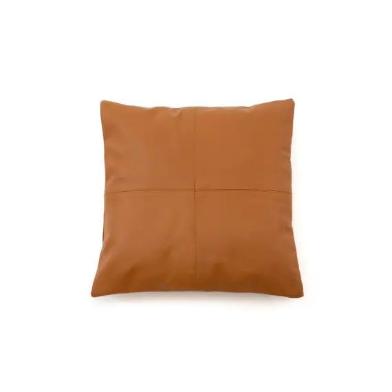 Housse de coussin en cuir chameau 40×40